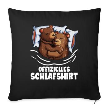 Offizielles Schlafshirt Bärchen Paar Bären Babybär - Sofakissenbezug 45 x 45 cm - Schwarz - Vorne