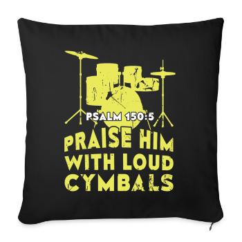 Seigneur Dieu Jésus Louange Avec Des Cymbales Fortes Chrétiennes - Housse de coussin décorative 45 x 45 cm - noir - Devant