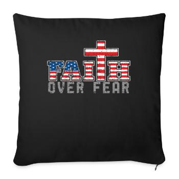 Lord God Faith Over Fear Christian Jesus - Sofakissenbezug 45 x 45 cm - Schwarz - Vorne