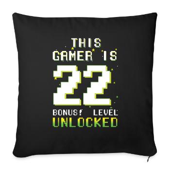 Ce gamer amateur de jeux vidéo Gamer Age 22 - Housse de coussin décorative 45 x 45 cm - noir - Devant
