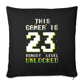 Ce gamer amateur de jeux vidéo Gamer Age 23 - Housse de coussin décorative 45 x 45 cm - noir - Devant