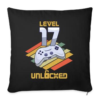 Retro Video Game Lover Age 17 Level Unlocked - Sofakissenbezug 45 x 45 cm - Schwarz - Vorne