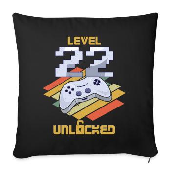 Retro Video Game Lover Age 22 Level Unlocked - Sofakissenbezug 45 x 45 cm - Schwarz - Vorne