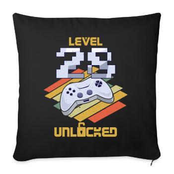 Retro Video Game Lover Age 28 Level Unlocked - Sofa pillowcase 17,3'' x 17,3'' (45 x 45 cm) - black - Front