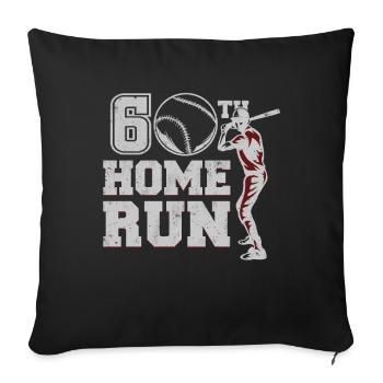 Age 60 Year Old Day Birth Athlete Sport Baseball - Sofa pillowcase 17,3'' x 17,3'' (45 x 45 cm) - black - Front