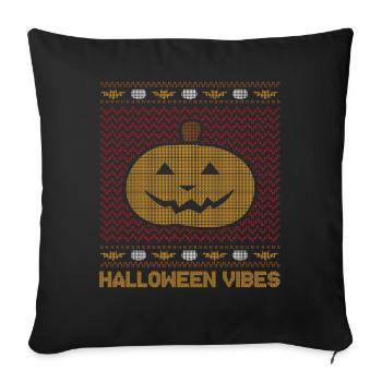 Stitch Pattern Pumpkin Creature Vibes Halloween - Sofa pillowcase 17,3'' x 17,3'' (45 x 45 cm) - black - Front