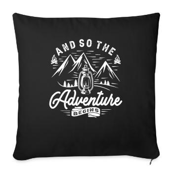 And So The Adventure Begins Camper Hiker - Sofa pillowcase 17,3'' x 17,3'' (45 x 45 cm) - black - Front