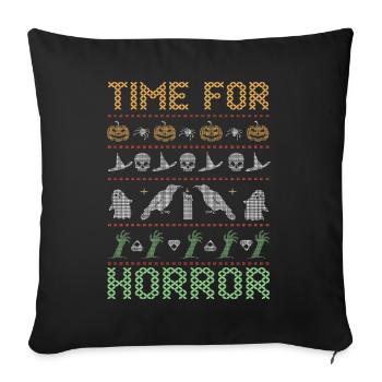 Stitch Pattern Horreur Créatures Halloween - Housse de coussin décorative 45 x 45 cm - noir - Devant