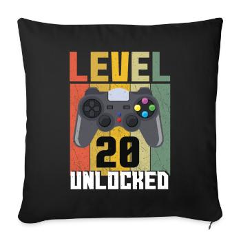 Vintage Gamer Video Game Lover Age 20 Unlocked - Sofa pillowcase 17,3'' x 17,3'' (45 x 45 cm) - black - Front