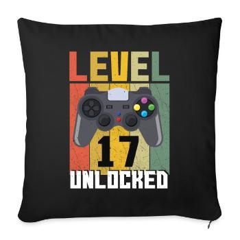 Vintage Gamer Video Game Lover Age 17 Unlocked - Sofa pillowcase 17,3'' x 17,3'' (45 x 45 cm) - black - Front