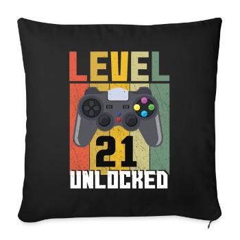 Amateur de jeux vidéo Vintage Gamer Age 21 Déverrouillé - Housse de coussin décorative 45 x 45 cm - noir - Devant