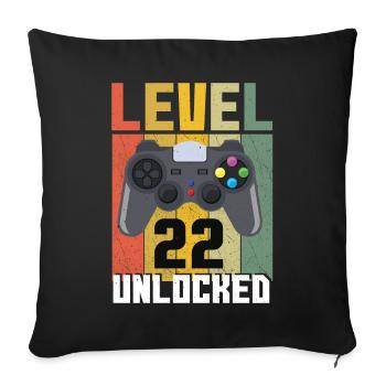 Amateur de jeux vidéo Vintage Gamer Age 22 Déverrouillé - Housse de coussin décorative 45 x 45 cm - noir - Devant
