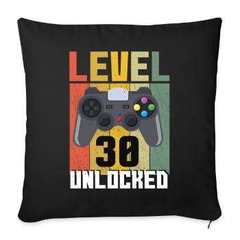 Amateur de jeux vidéo Vintage Gamer Age 30 Déverrouillé - Housse de coussin décorative 45 x 45 cm - noir - Devant