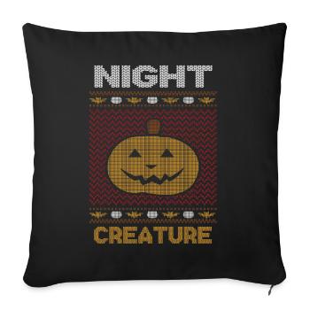 Stitch Pattern Citrouille Nuit Créature Halloween - Housse de coussin décorative 45 x 45 cm - noir - Devant
