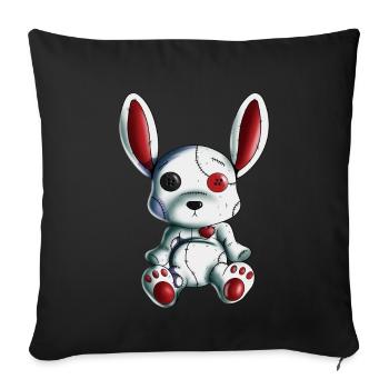 Rabbit Heart Halloween Scary Rabbit Stuffed Animal Design - Sofa pillowcase 17,3'' x 17,3'' (45 x 45 cm) - black - Front