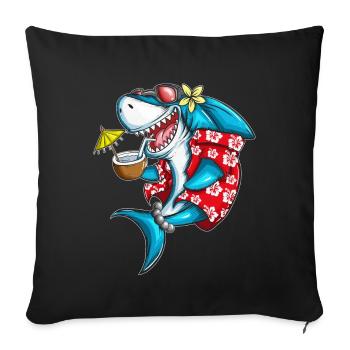 drôle requin vacances plage requin mer fan - Housse de coussin décorative 45 x 45 cm - noir - Devant