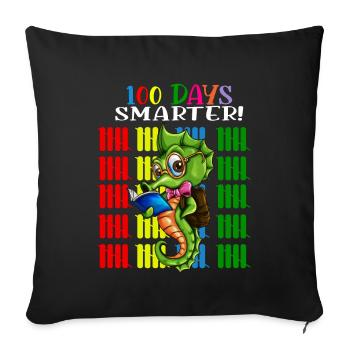 100 jours plus intelligents pour les enfants de l’école Conception d’hippocampes - Housse de coussin décorative 45 x 45 cm - noir - Devant