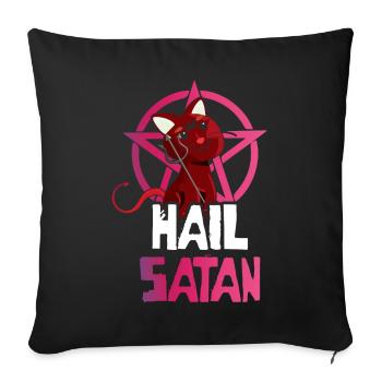 Mignon Chat Diable Satan Horreur Effrayant Halloween - Housse de coussin décorative 45 x 45 cm - noir - Devant