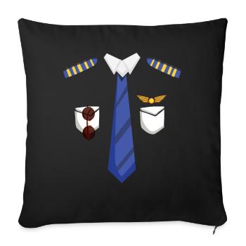 Funny Pilot Plane Costume For Halloween - Sofa pillowcase 17,3'' x 17,3'' (45 x 45 cm) - black - Front