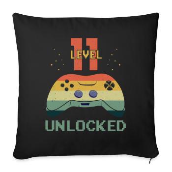 Vintage Video Game Lover Age 11 Level Unlocked - Sofa pillowcase 17,3'' x 17,3'' (45 x 45 cm) - black - Front