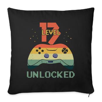 Vintage Video Game Lover Age 13 Level Unlocked - Sofakissenbezug 45 x 45 cm - Schwarz - Vorne