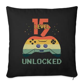 Vintage Video Game Lover Age 15 Level Unlocked - Sofakissenbezug 45 x 45 cm - Schwarz - Vorne