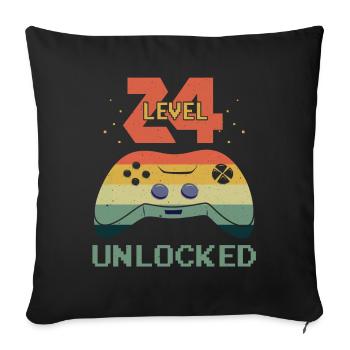 Vintage Video Game Lover Age 24 Level Unlocked - Sofakissenbezug 45 x 45 cm - Schwarz - Vorne