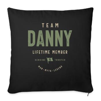Nom personnalisé du membre à vie de l’équipe Danny - Housse de coussin décorative 45 x 45 cm - noir - Devant