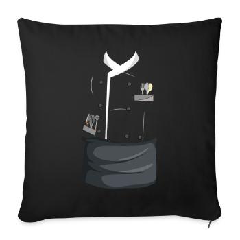 Drôle de chef cuisinier costume pour Halloween - Housse de coussin décorative 45 x 45 cm - noir - Devant