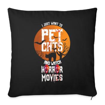 Horror Movie Characters Cats Halloween - Sofa pillowcase 17,3'' x 17,3'' (45 x 45 cm) - black - Front