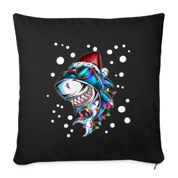 Shark Christmas Outfit Sunglasses Christmas Hat - Sofa pillowcase 17,3'' x 17,3'' (45 x 45 cm) - black - Front
