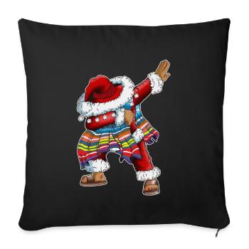 Père Noël mexicain Poncho Sombrero Dab - Housse de coussin décorative 45 x 45 cm - noir - Devant