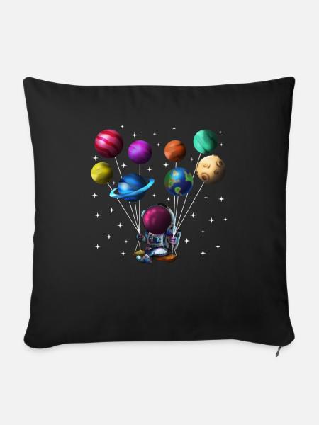 Sonnensystem Astronaut mit Planeten als Ballons - Sofakissenbezug 45 x 45 cm - Schwarz