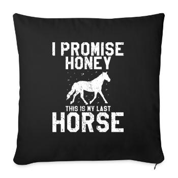 Drôle de cheval Sports équestres Chevaux Dictons Cadeau - Housse de coussin décorative 45 x 45 cm - noir - Devant