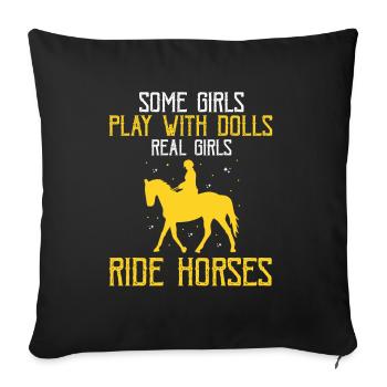Chevaux Filles - Housse de coussin décorative 45 x 45 cm - noir - Devant