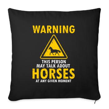 Drôle de cheval Sports équestres Chevaux Dictons Cadeau - Housse de coussin décorative 45 x 45 cm - noir - Devant