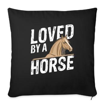 Lustig Pferde Sprüche Geschenk - Sofakissenbezug 45 x 45 cm - Schwarz - Vorne
