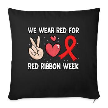 Peace Ribbon Week Awareness October Wear Red - Sofakissenbezug 45 x 45 cm - Schwarz - Vorne