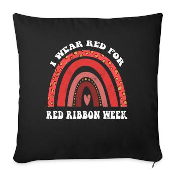 Rainbow Ribbon Week October I Wear Red - Sofakissenbezug 45 x 45 cm - Schwarz - Vorne