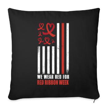 Red Flag Ribbon Heart Week Awareness Wear Red - Sofa pillowcase 17,3'' x 17,3'' (45 x 45 cm) - black - Front