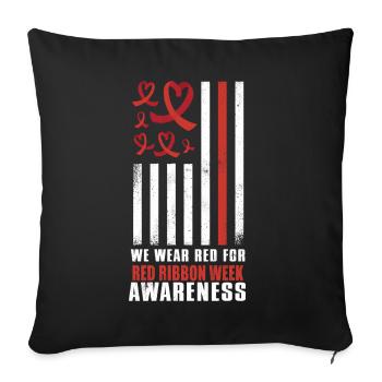 Red Flag Ribbon Heart Week Wear Red - Sofakissenbezug 45 x 45 cm - Schwarz - Vorne