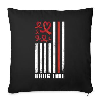 Ruban Rouge Semaine du Cœur Pilule Sensibilisation Rouge - Housse de coussin décorative 45 x 45 cm - noir - Devant