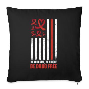 Red Flag Ribbon Heart Week In October Unique Red - Sofa pillowcase 17,3'' x 17,3'' (45 x 45 cm) - black - Front