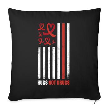 Red Flag Ribbon Heart Week In October Kind Hug Red - Sofa pillowcase 17,3'' x 17,3'' (45 x 45 cm) - black - Front