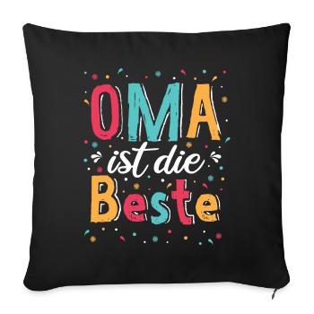 Oma Geschenkidee - Sofakissenbezug 45 x 45 cm - Schwarz - Vorne