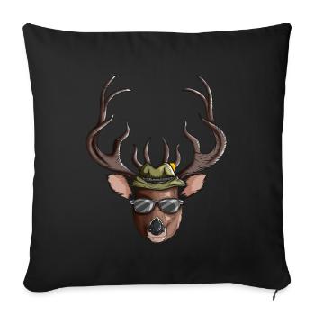 Hunter Motif Deer Red Deer Antlers Treibjagt Fan - Housse de coussin décorative 45 x 45 cm - noir - Devant