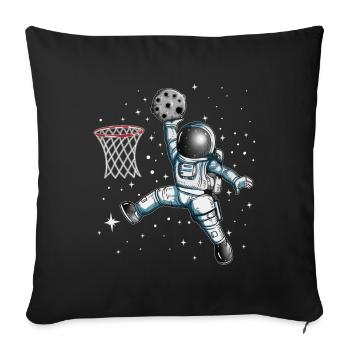 Un astronome de l’espace jouant au basket avec la lune - Housse de coussin décorative 45 x 45 cm - noir - Devant