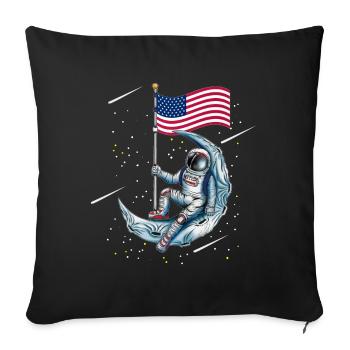 Moon Landing USA Amérique Drapeau Lune Space Fan - Housse de coussin décorative 45 x 45 cm - noir - Devant