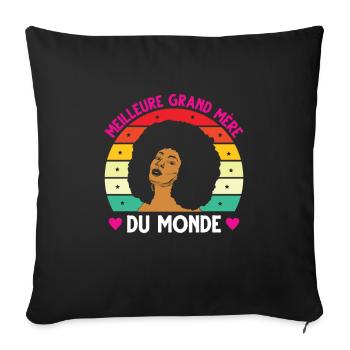 Meilleure grand mère monde vintage femme noire - Housse de coussin décorative 45 x 45 cm - noir - Devant