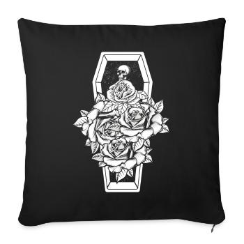 Floral Flower Skeleton Occult Gothic Halloween - Sofakissenbezug 45 x 45 cm - Schwarz - Vorne